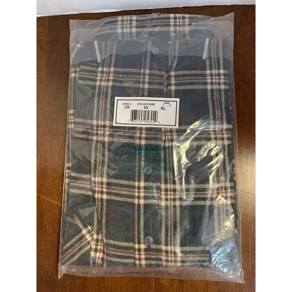 Haband Men's Size XL Blue Flannel Shirt Long Sleeve Plaid Style 125 New NOS - Picture 3 of 4